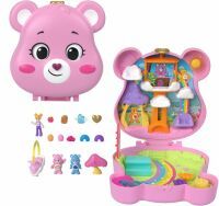 Mattel Polly Pocket x Glücksbärchi Puppen & Spielset mit Spielzeugauto und thematischen Accessoires,