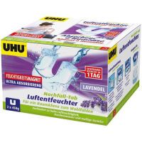  UHU Feuchtigkeitsmagnet Nachfülltab, Innovative Nachfülleinheit für handelsübliche Luftentfeuchter bekämpft Feuchtigkeit und Schimmel in Wohnräumen jetzt noch effektiver, 2 x 450 g, mit Lavendelduft 