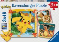 Ravensburger Kinderpuzzle - 12004062 Pokémon - Puzzle für Kinder ab 5 Jahren, mit 3x49 Teilen