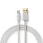 Nedis Lightning Kabel / USB 2.0 / Apple Lightning 8-Pin / USB-A Stecker / 480 Mbps / Vergoldet / 3.00 m / Rund / Geflochten / Nylon / Aluminium / Verpackung mit Sichtfenster