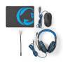 Nedis Gaming Combo Kit| 3 in 1| Headset Maus und Mauspad| Blau Schwarz