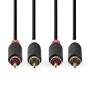 Nedis Stereo-Audiokabel| 2x RCA Stecker|| Vergoldet| 1.00 m| rund| - Cable - Audio/Multimedia