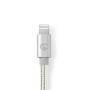 Nedis Lightning Kabel / USB 2.0 / USB-C™ Stecker / Apple Lightning 8-Pin / 480 Mbps / Vergoldet / 2.00 m / Rund / Geflochten / Nylon / Aluminium / Verpackung mit Sichtfenster