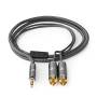 Nedis Stereo-Audiokabel| 3.5 mm Stecker| 2x RCA| Vergoldet| 1.00 m| rund| - Audio/Multimedia