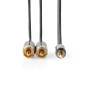 Nedis Stereo-Audiokabel / 3.5 mm Stecker / 2x RCA Stecker / Vergoldet / 2.00 m / Rund / Grau / Gun Metal Grau / Verpackung mit Sichtfenster