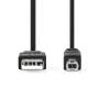 Nedis USB-Kabel / USB 2.0 / USB-A Stecker / USB-B Stecker / 10 W / 480 Mbps / Vernickelt / 3.00 m / Rund / PVC / Schwarz / Label