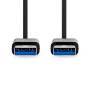 Nedis USB-Kabel / USB 3.2 Gen 1 / USB-A Stecker / USB-A Stecker / 5 Gbps / Vernickelt / 1.00 m / Rund / PVC / Schwarz / Box