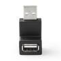 Nedis USB-A Adapter / USB 2.0 / USB-A Stecker / USB-A Buchse / 480 Mbps / Rund / Vernickelt / PVC / Schwarz / Box