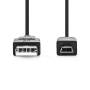 Nedis USB-Kabel / USB 2.0 / USB-A Stecker / USB Mini-B 5 pin Stecker / 480 Mbps / Vernickelt / 1.00 m / Rund / PVC / Schwarz / Box