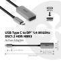 Club 3D CAC-1567 - USB Type C - DisplayPort - Male/Female - 0.22 m - Black - Silver