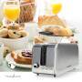 Nedis Toaster / 4 Brotscheiben / 2 Lange Schlitze / Bräunungsstufen: 7 / Auftaufunktion / Aluminium / Silber