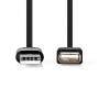 Nedis USB-Kabel / USB 2.0 / USB-A Stecker / USB-A Buchse / 480 Mbps / Vernickelt / 0.20 m / Rund / PVC / Schwarz / Box