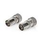 Nedis IEC (Coax) Stecker / Gerade / Buchse / Vernickelt / 75 Ohm / Schraube / Kabeleingangsdurchmesser: 7.0 mm / Metall / Silber / 2 Stück / Box