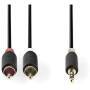 Nedis Stereo-Audiokabel| 3.5 mm Stecker| 2x RCA| Vergoldet| 1.00 m| rund| - Cable - Audio/Multimedia