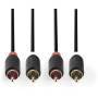 Nedis Stereo-Audiokabel| 2x RCA Stecker|| Vergoldet| 1.00 m| rund| - Cable - Audio/Multimedia