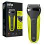 Braun Series 3 300 Electric Shaver - Razor for Men - Black/Volt Green - Foil shaver - Buttons - Black - Green - LED - Charging - Power - AC/Battery