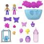 Mattel Polly Pocket Mama & Baby Igel Handtaschen-Spielset mit 2 Puppen & 16 Accessoires inklusive Ha